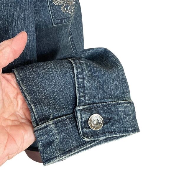 DANIEL Jeans Denim Jacket Blingy Embroidered Embelished Size M - Picture 8 of 15